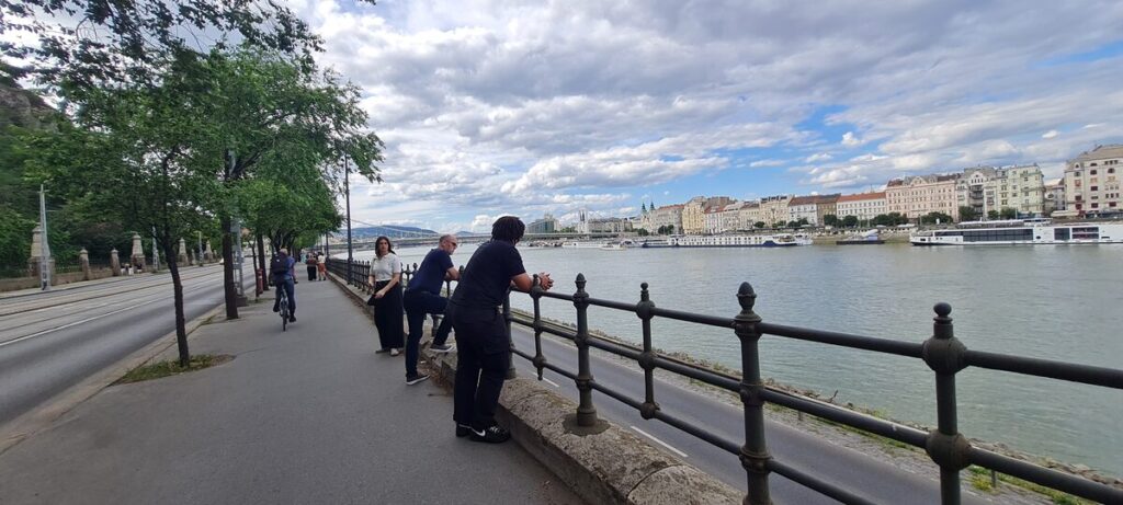 View of the Danube River with the Parliament and Buda hills from the Pest embankment, Budapest