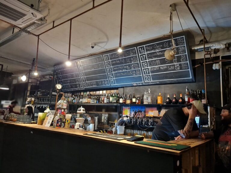 Tap selection board at Élesztő craft beer bar Budapest