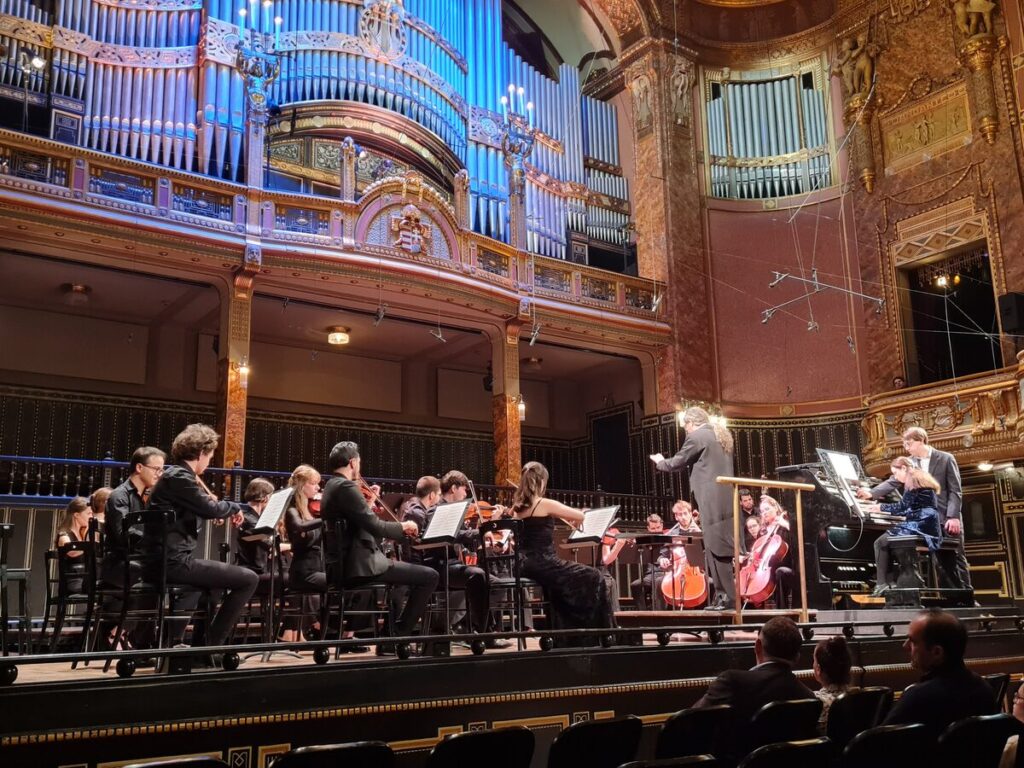 Organ recital in progress in the grand hall of the Liszt Academy, Budapest