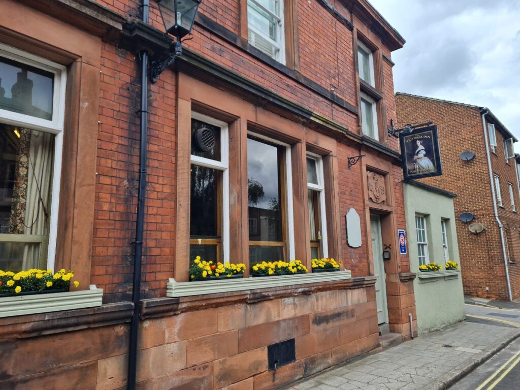 The Victoria Inn exterior on Hallgarth Street, Durham, with window boxes