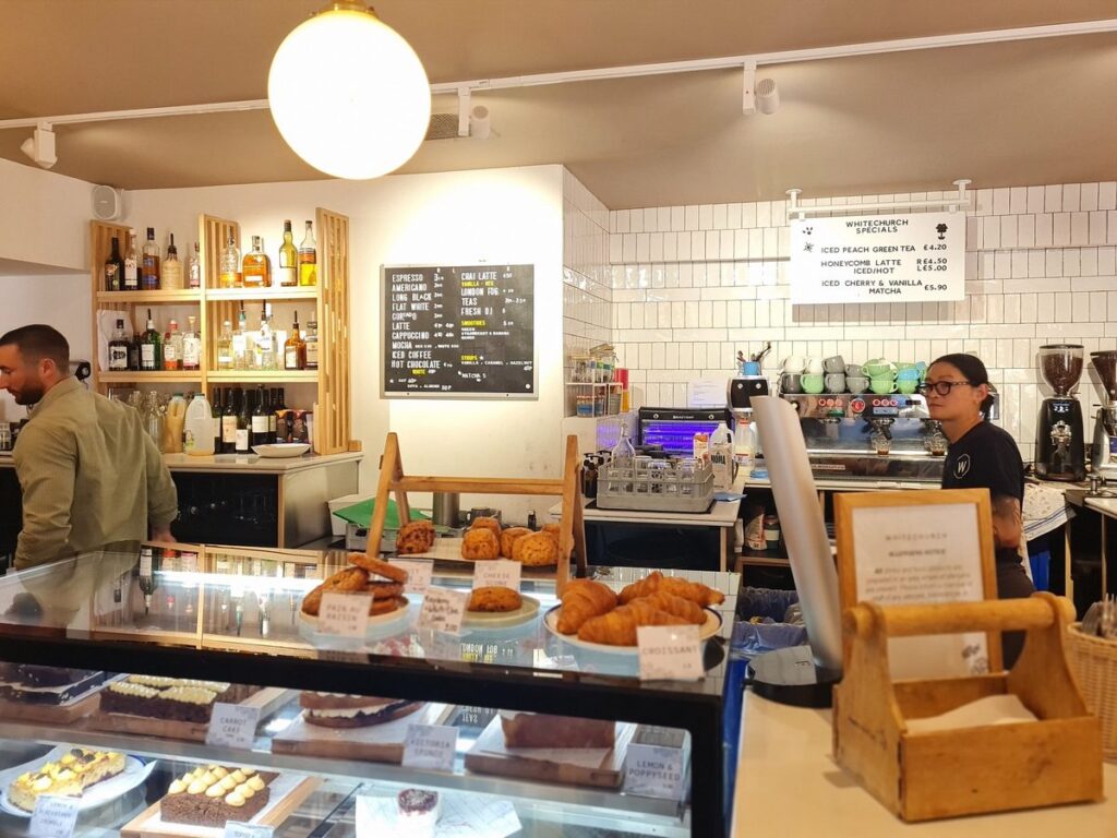 Coffee and food counter inside Whitechurch, Durham