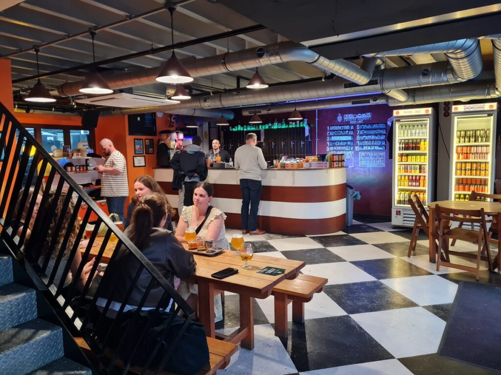 Tap room interior at 3 Locks Brewing Co, Camden, London