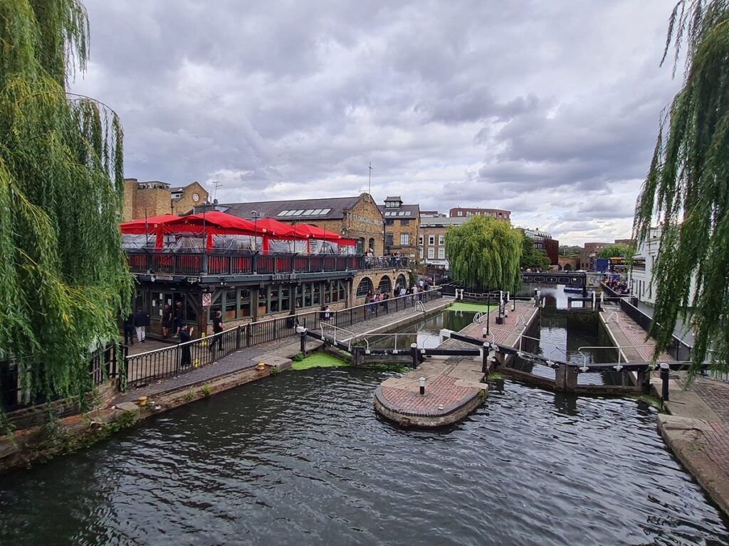 Camden Lock and the Regent's Canal with willow trees, London