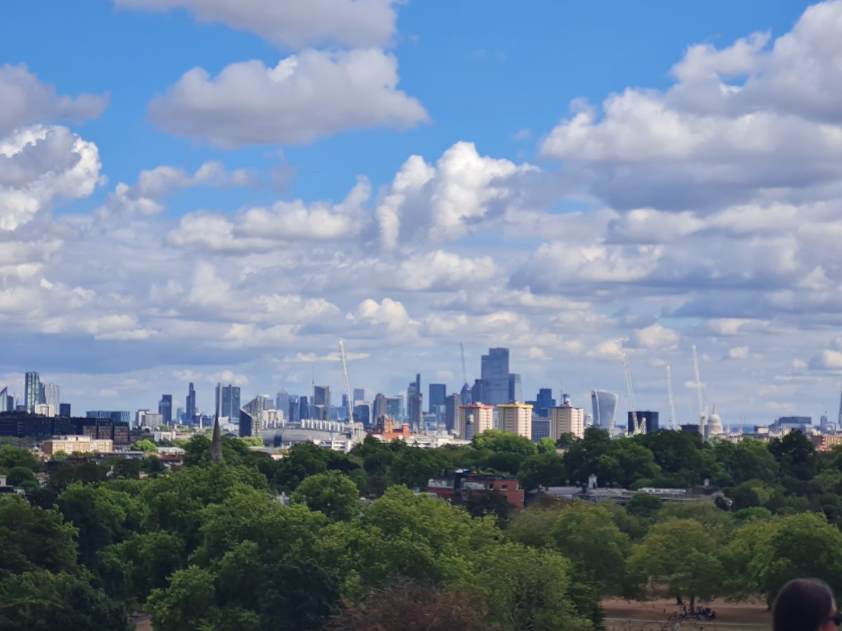 London skyline with the BT Tower seen from Primrose Hill