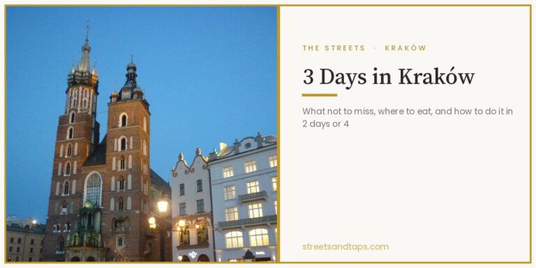 3 Days in Kraków cover: St Mary's Basilica towers at dusk beside the title panel