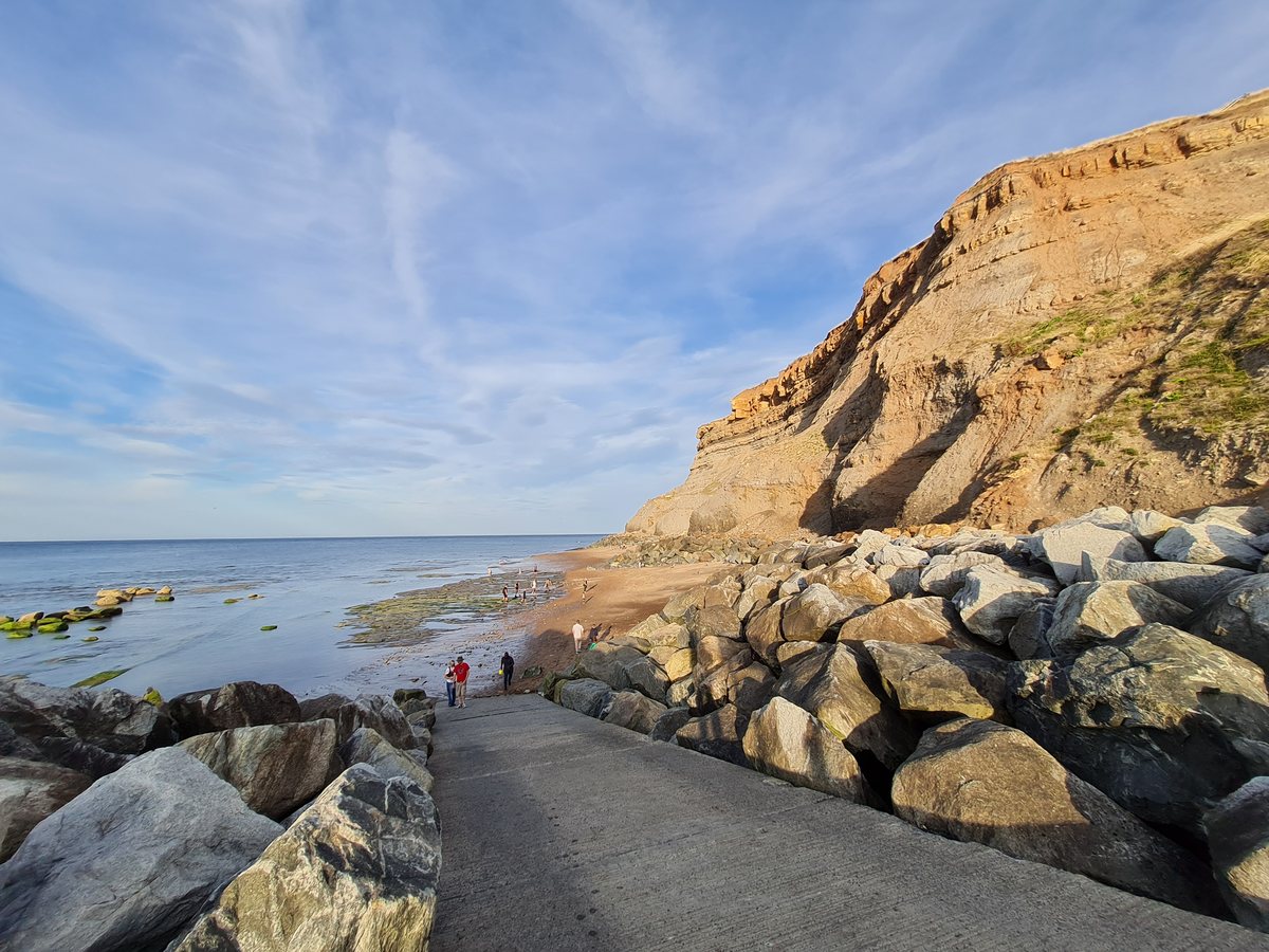 Rocks and beach below Whitby's East Cliff