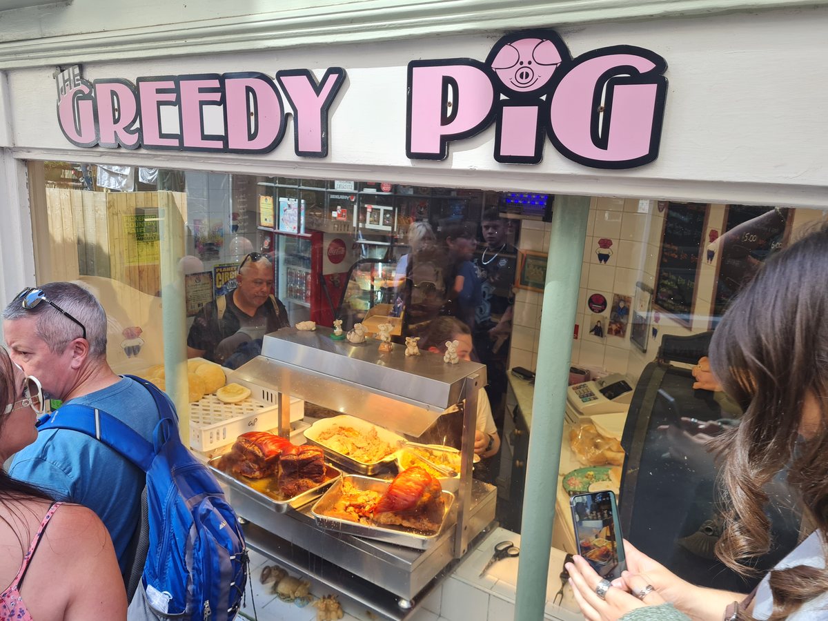 The Greedy Pig pork sandwich shop on Golden Lion Bank, Whitby